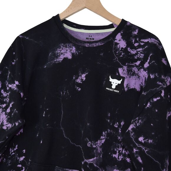 Under Armour Project Rock Rival Fleece Disrupt Printed Crew Sweatshirt Men M - Picture 3 of 8
